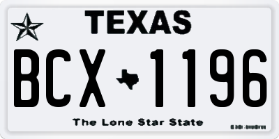 TX license plate BCX1196