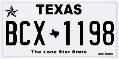TX license plate BCX1198