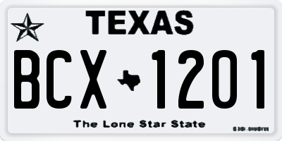 TX license plate BCX1201