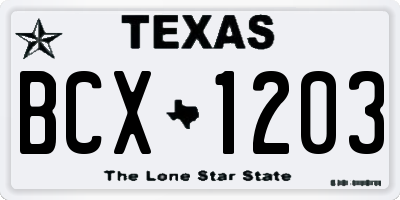TX license plate BCX1203
