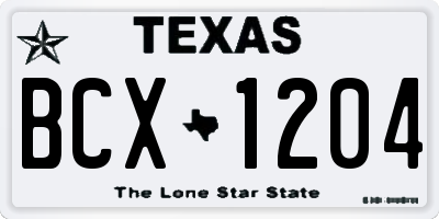 TX license plate BCX1204