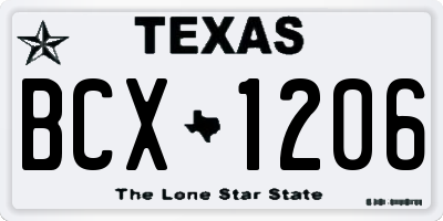 TX license plate BCX1206