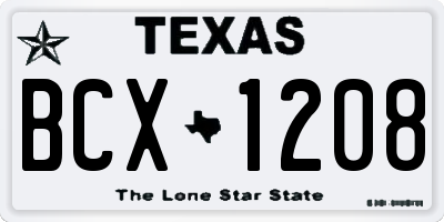 TX license plate BCX1208