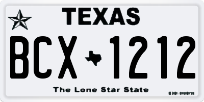 TX license plate BCX1212
