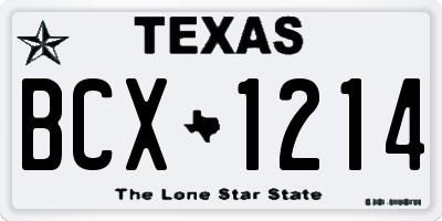 TX license plate BCX1214