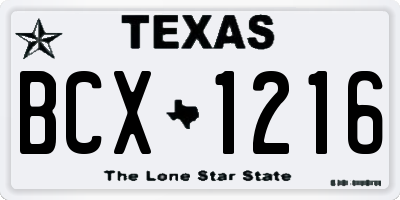TX license plate BCX1216