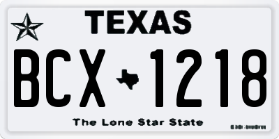 TX license plate BCX1218