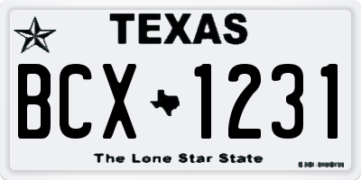 TX license plate BCX1231