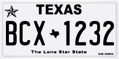TX license plate BCX1232