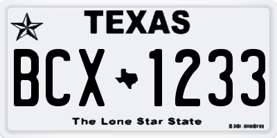 TX license plate BCX1233