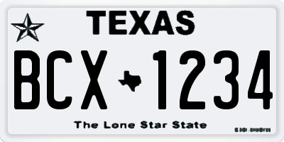 TX license plate BCX1234