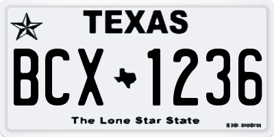 TX license plate BCX1236