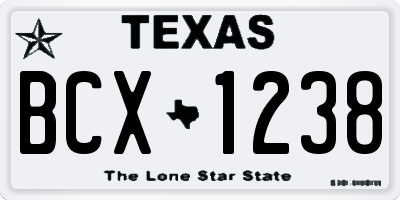 TX license plate BCX1238