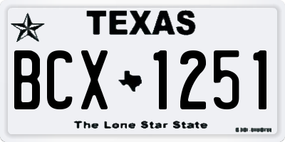 TX license plate BCX1251