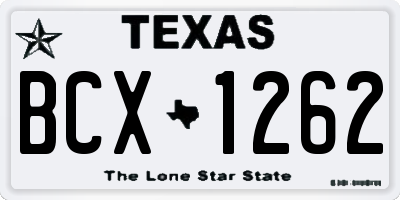 TX license plate BCX1262