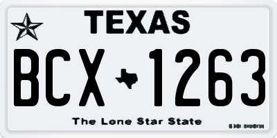 TX license plate BCX1263