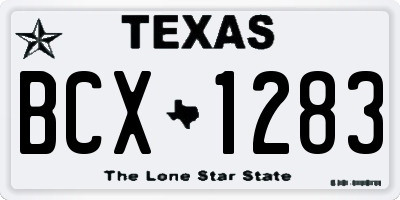 TX license plate BCX1283
