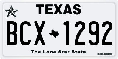TX license plate BCX1292