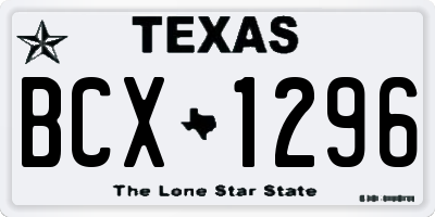 TX license plate BCX1296