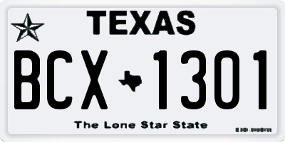 TX license plate BCX1301