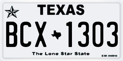 TX license plate BCX1303
