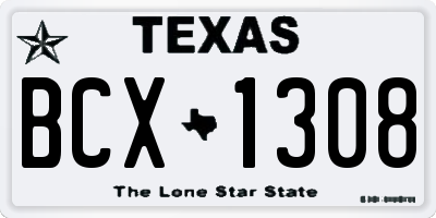 TX license plate BCX1308