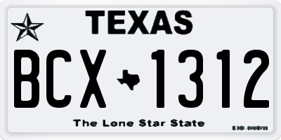 TX license plate BCX1312