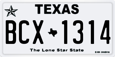 TX license plate BCX1314