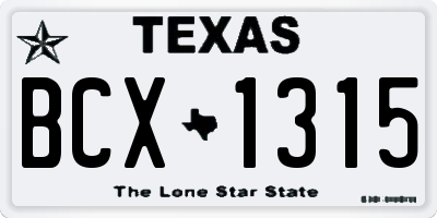 TX license plate BCX1315