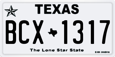TX license plate BCX1317