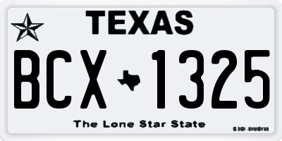 TX license plate BCX1325