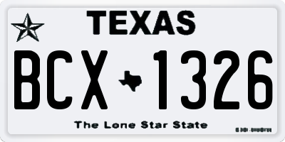 TX license plate BCX1326