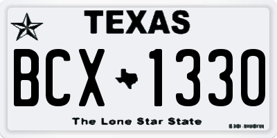 TX license plate BCX1330