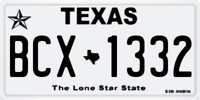 TX license plate BCX1332