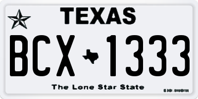 TX license plate BCX1333
