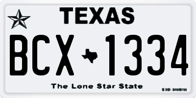 TX license plate BCX1334