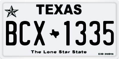 TX license plate BCX1335