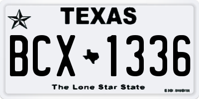 TX license plate BCX1336