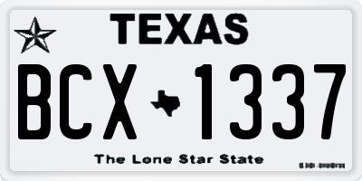 TX license plate BCX1337