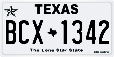 TX license plate BCX1342