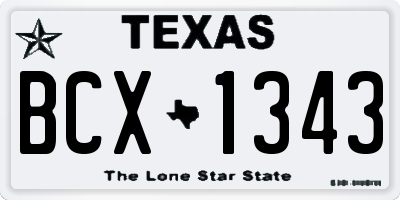 TX license plate BCX1343