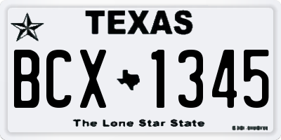 TX license plate BCX1345