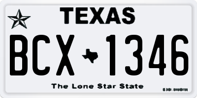 TX license plate BCX1346