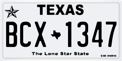 TX license plate BCX1347