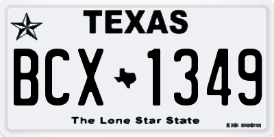 TX license plate BCX1349