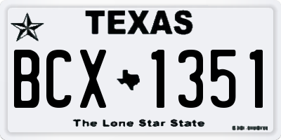 TX license plate BCX1351