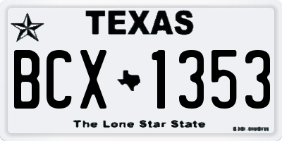 TX license plate BCX1353