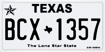 TX license plate BCX1357