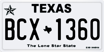 TX license plate BCX1360