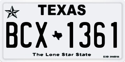 TX license plate BCX1361